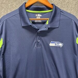Seattle Seahawks NFL TX3 Cool Team Apparel Navy/Green Polo Golf Shirt Size XL
